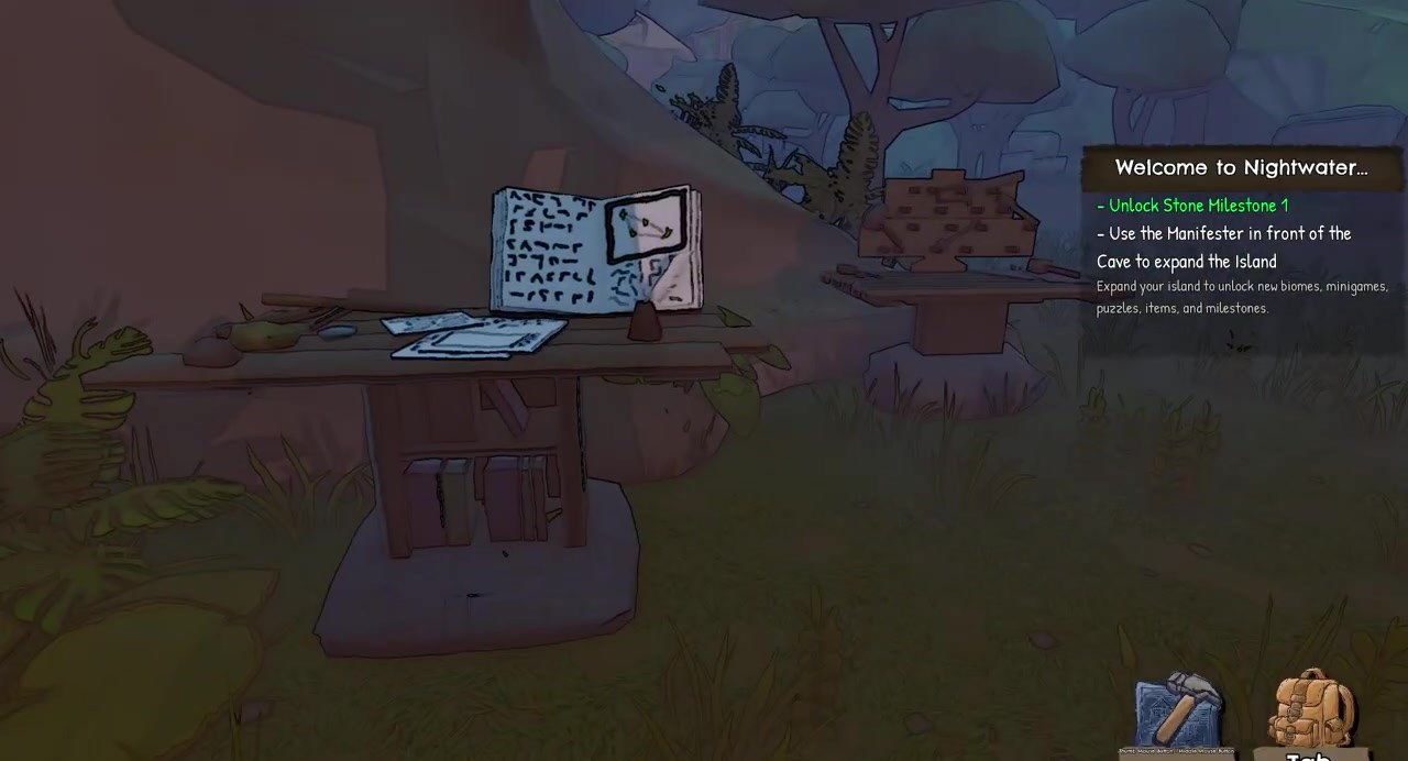 Objective: Unlock Stone Milestone 1 and use the Manifester to expand the island