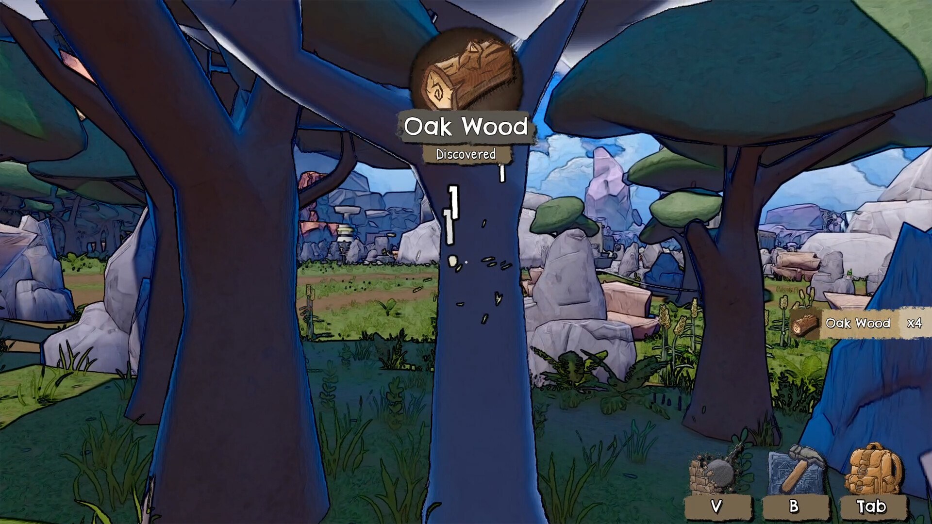 Oak Wood Discovered popup on a forest tree