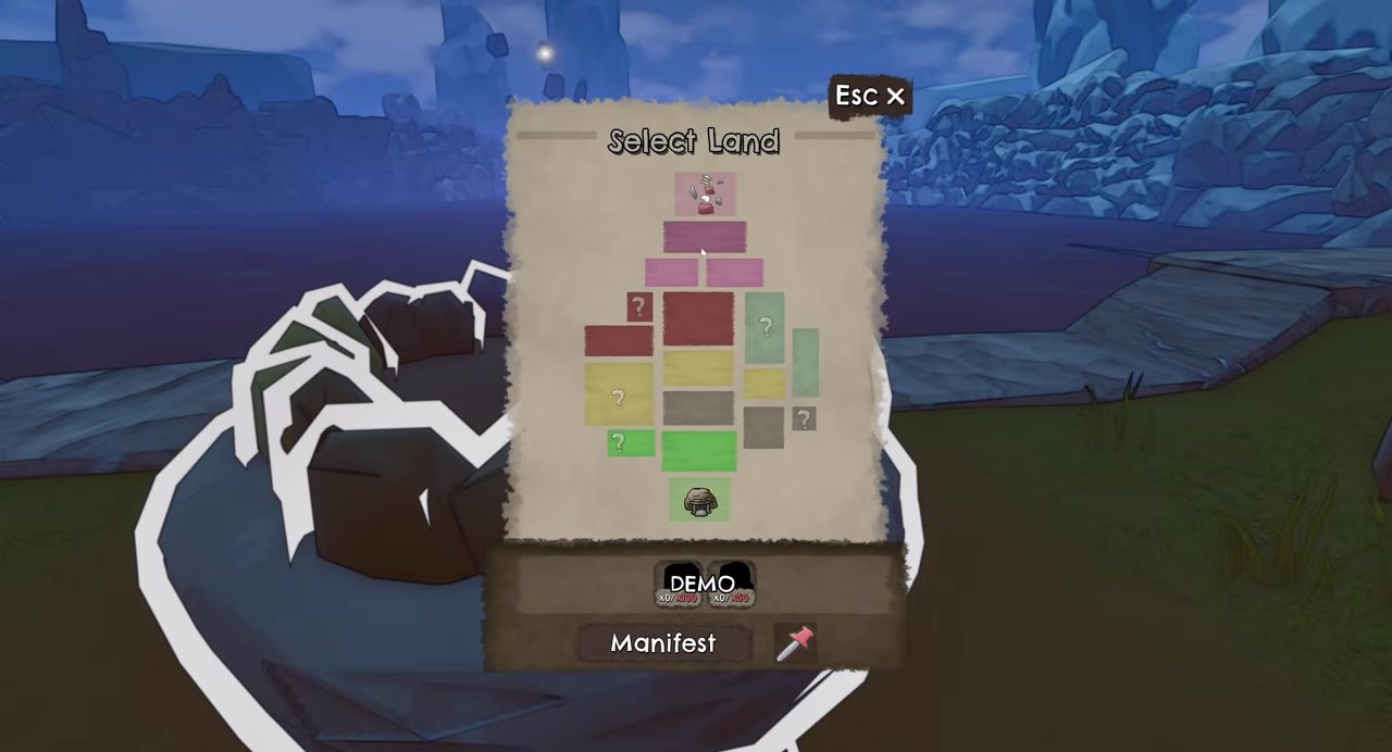Select Land menu with Manifest button and DEMO cost bar