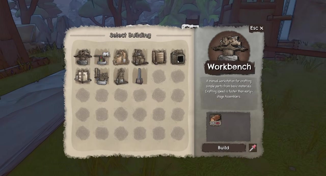 Select Building panel for Workbench with construction cost